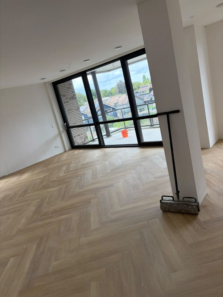 Lichte visgraatvloer appartement met raampartij